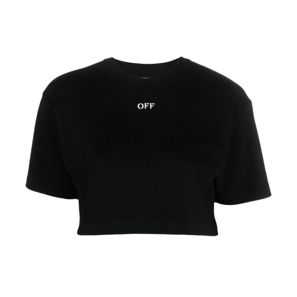 Off-White Black Short Sleeve Crop Top